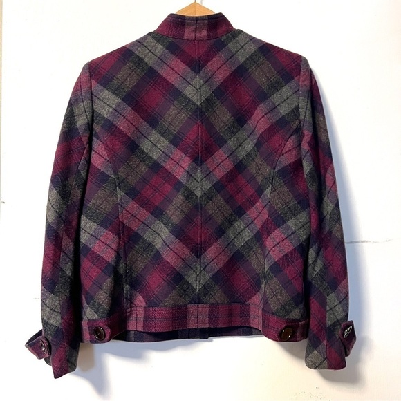 Tartan  Fall Jacket Coat Purple Plaid Button Front Jones New York Petite - Picture 6 of 9